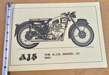 1951 Vtg The A.J.S. Model 20 David Ansell 11 5/8" 8 1/4" Glossy Finish 93-01304