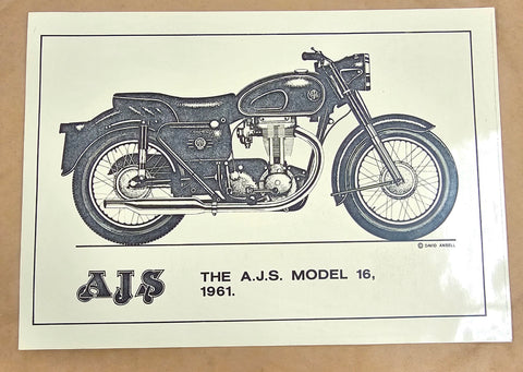1961 Vtg The A.J.S. Model 16 David Ansell 11 5/8" 8 1/4" Glossy Finish 93-01301