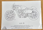 Vtg A.J.S. 7R Boy Racer Britannia 11 5/8" 8 1/4" Glossy Finish Poster 93-01307