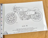 Vtg A.J.S. 7R Boy Racer Britannia 11 5/8" 8 1/4" Glossy Finish Poster 93-01307