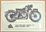 1953 Vtg Panther 65 Rigid Frame David Ansell 11 5/8" 8 1/4" Glossy Finish Poster
