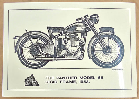 1953 Vtg Panther 65 Rigid Frame David Ansell 11 5/8" 8 1/4" Glossy Finish Poster