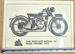 1953 Vtg Panther 65 Rigid Frame David Ansell 11 5/8" 8 1/4" Glossy Finish Poster