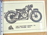 1953 Vtg Panther 65 Rigid Frame David Ansell 11 5/8" 8 1/4" Glossy Finish Poster