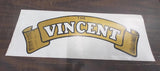 Vtg The Vincent Logo Gold Ribbon Motorcycle Sign Banner Wall Art Garage 21x7 1/2