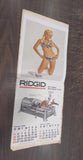 Vtg 1969-1970 Ridgid Tool Calendar Pin Up Lingerie Ladies Swimsuit Paige Young