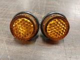 LICENSE PLATE BOLTS Amber MINI REFLECTORS Wingnut Motorcycle Harley Honda Bobber