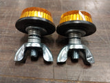 LICENSE PLATE BOLTS Amber MINI REFLECTORS Wingnut Motorcycle Harley Honda Bobber