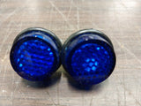 LICENSE PLATE BOLTS BLUE MINI REFLECTORS Wingnut Motorcycle Harley Honda Bobber