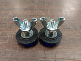 LICENSE PLATE BOLTS BLUE MINI REFLECTORS Wingnut Motorcycle Harley Honda Bobber