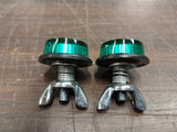 LICENSE PLATE BOLTS GREEN MINI REFLECTORS Wingnut Motorcycle Harley Honda Bobber
