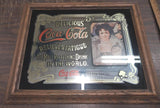VTG Coca-Cola Wood Framed Advertisement 5 Cent Mirror Wall Art Picture 19x23