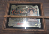 VTG Coca-Cola Wood Framed Advertisement 5 Cent Mirror Wall Art Picture 19x23