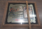 VTG Coca-Cola Wood Framed Advertisement 5 Cent Mirror Wall Art Picture 19x23