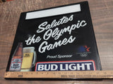 Plastic Bud Light Beer Sign 1984 Olympic Games Advertisement Breweriana 17x17