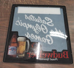Plastic Budweiser Beer Sign 1984 Olympic Games Advertisement Breweriana 17x17
