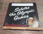 Plastic Budweiser Beer Sign 1984 Olympic Games Advertisement Breweriana 17x17