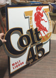 Colt 45 Malt Liquor Sign Tin Breweriana Man Cave Garage Bar Beer 22x22