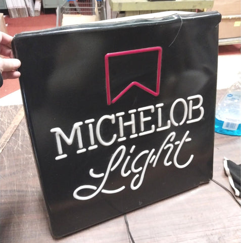 VTG Michelob Light Working Beer Lighted Sign Plastic 17x17 Bar Garage Man Cave