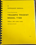 1975 Triumph Trident T160 Three Cylinder Electric Start Workshop Manual Book