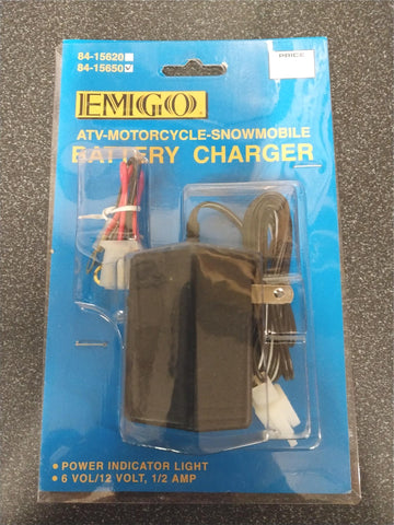 84-15650 EMGO Battery Charger 6-12V 1/2 AMP ATV Motorcycle Snowmobile Auto OFF