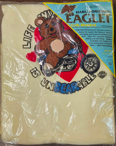 Genuine Harley Davidson "Eaglet" Polyester 40"x45" Crib Baby Blanket Decor USA!