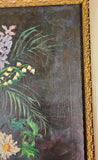 VTG Painting 1961 Antique Wood Frame Hand painted E. Emery Flowers Daisies