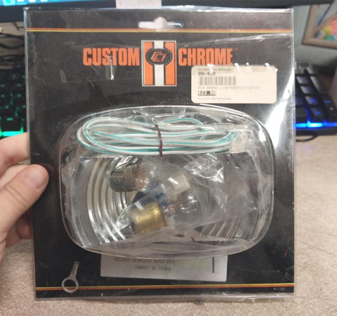 09-480 Auxiliary Brake Light Reflector Body Kit w/ Bulb1973^ Harley Custom Chrom