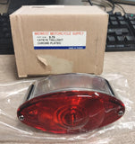 Mid-West Motorcycle 8-79 Cat Eye Taillight Red Lens Chrome Plated Chopper Bobber