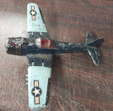 VTG Hubley Kiddie Toy WW2 Fighter Bomber Airplane Die Cast Working Landing
