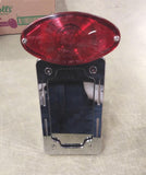 Side Mount License Plate Frame Cat Eye Red Lens Taillight Axle Chrome Taillamp