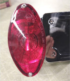 Side Mount License Plate Frame Cat Eye Red Lens Taillight Axle Chrome Taillamp