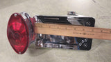 Side Mount License Plate Frame Cat Eye Red Lens Taillight Axle Chrome Taillamp