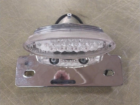 Cafe Racer LED Taillight License Plate Bracket Bobber Chopper Chrome Clear Lens