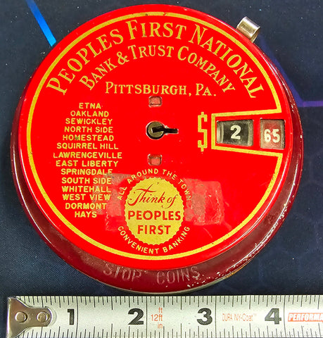 VTG Red & Maroon People's First National Piggy Add A Bank Pittsburgh