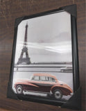 Holographic Picture Mercedes Eiffel tower Red Black w/Frame 17x13