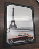 Holographic Picture Mercedes Eiffel tower Red Black w/Frame 17x13