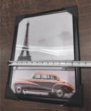 Holographic Picture Mercedes Eiffel tower Red Black w/Frame 17x13