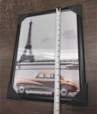 Holographic Picture Mercedes Eiffel tower Red Black w/Frame 17x13