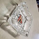 VTG Roar With Gilmore 4 1/8" x 4 1/8" Square Glass Ashtray Gas Oil Ad Tobacciana