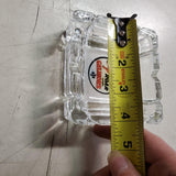 VTG Roar With Gilmore 4 1/8" x 4 1/8" Square Glass Ashtray Gas Oil Ad Tobacciana