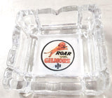 VTG Roar With Gilmore 4 1/8" x 4 1/8" Square Glass Ashtray Gas Oil Ad Tobacciana