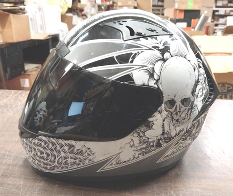 1Storm Full Face Helmet Booster Black White Grey Skulls Motorcycle Street Bike