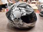 1Storm Full Face Helmet Booster Black White Grey Skulls Motorcycle Street Bike