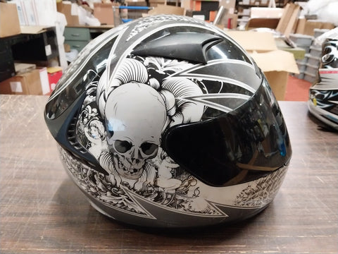 full face motorcycle helmet skull 1Storm Full Face Helmet Booster Black White Grey Skulls Motorcycle Str – cyclewarehouse.online