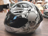 1Storm Full Face Helmet Booster Black White Grey Skulls Motorcycle Street Bike