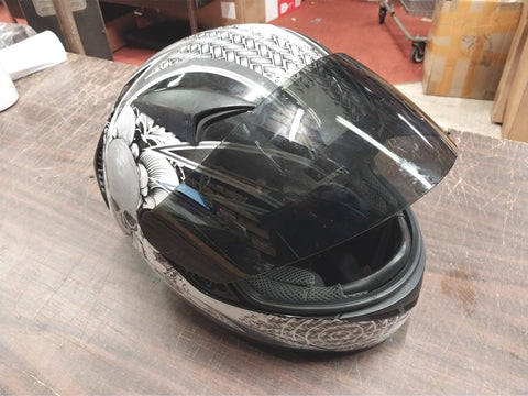 buy white icon helmet skulls 1Storm Full Face Helmet Booster Black White Grey Skulls Motorcycle Str – cyclewarehouse.online