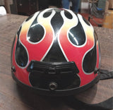 VTG Bieffe Half Motorcycle Helmet Black w/ Flames GR1000 Small DOT Vented
