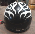 VTG Bieffe Half Motorcycle Helmet Black w/ Flames GR1000 Small DOT Vented