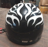 VTG Bieffe Half Motorcycle Helmet Black w/ Flames GR1000 Small DOT Vented